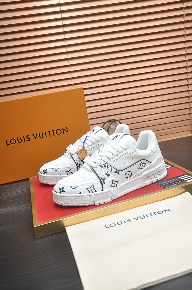 Louis Vuitton LV Trainer White Black Monogram-Print Leather Chunky Sculpted Sole Lifestyle Sneakers 4