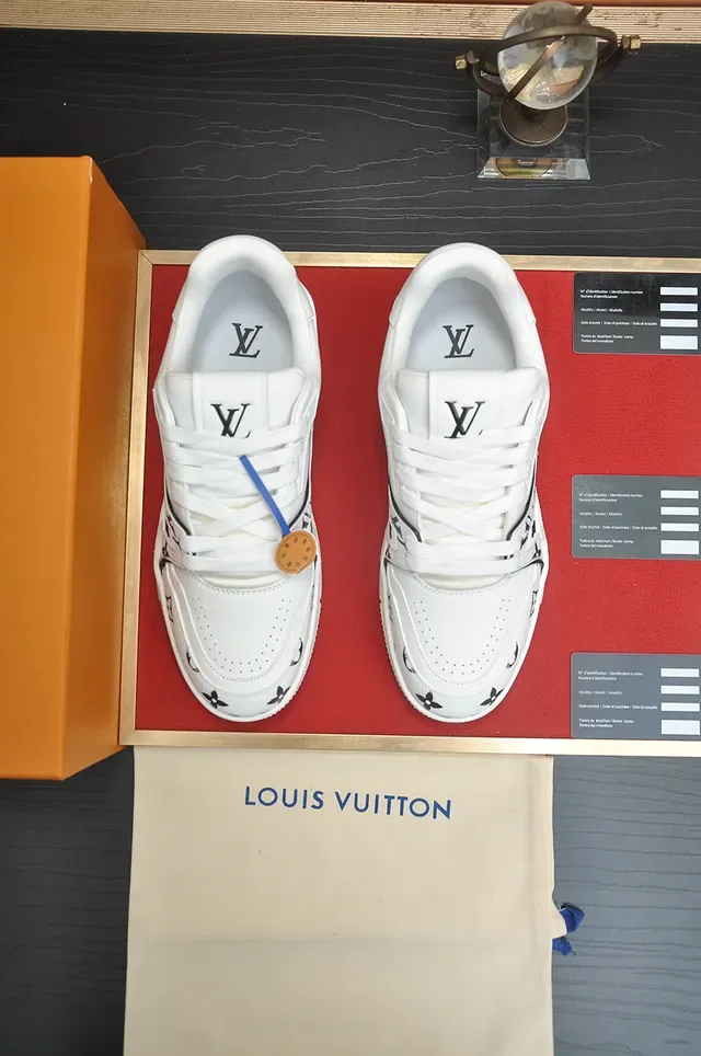 Louis Vuitton LV Trainer White Black Monogram-Print Leather Chunky Sculpted Sole Lifestyle Sneakers 5