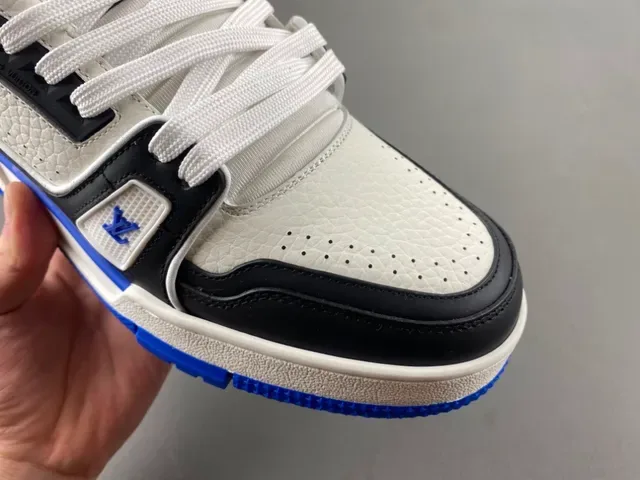 Louis Vuitton LV Trainer White Blue Chunky Platform Sole Textured Leather Upper Lifestyle Sneakers 2