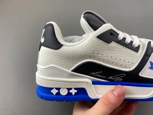 Louis Vuitton LV Trainer White Blue Chunky Platform Sole Textured Leather Upper Lifestyle Sneakers 3