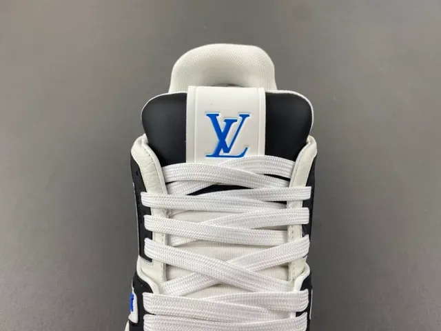 Louis Vuitton LV Trainer White Blue Chunky Platform Sole Textured Leather Upper Lifestyle Sneakers 6