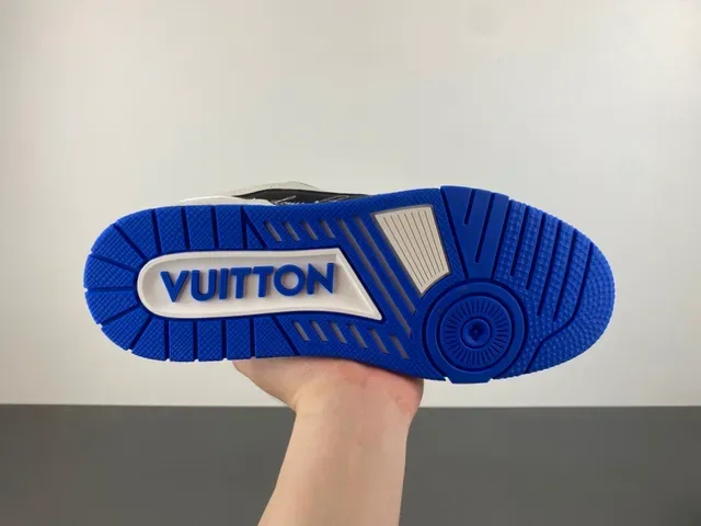 Louis Vuitton LV Trainer White Blue Chunky Platform Sole Textured Leather Upper Lifestyle Sneakers 9