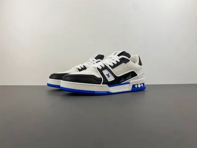 Louis Vuitton LV Trainer White Blue Chunky Platform Sole Textured Leather Upper Lifestyle Sneakers 10