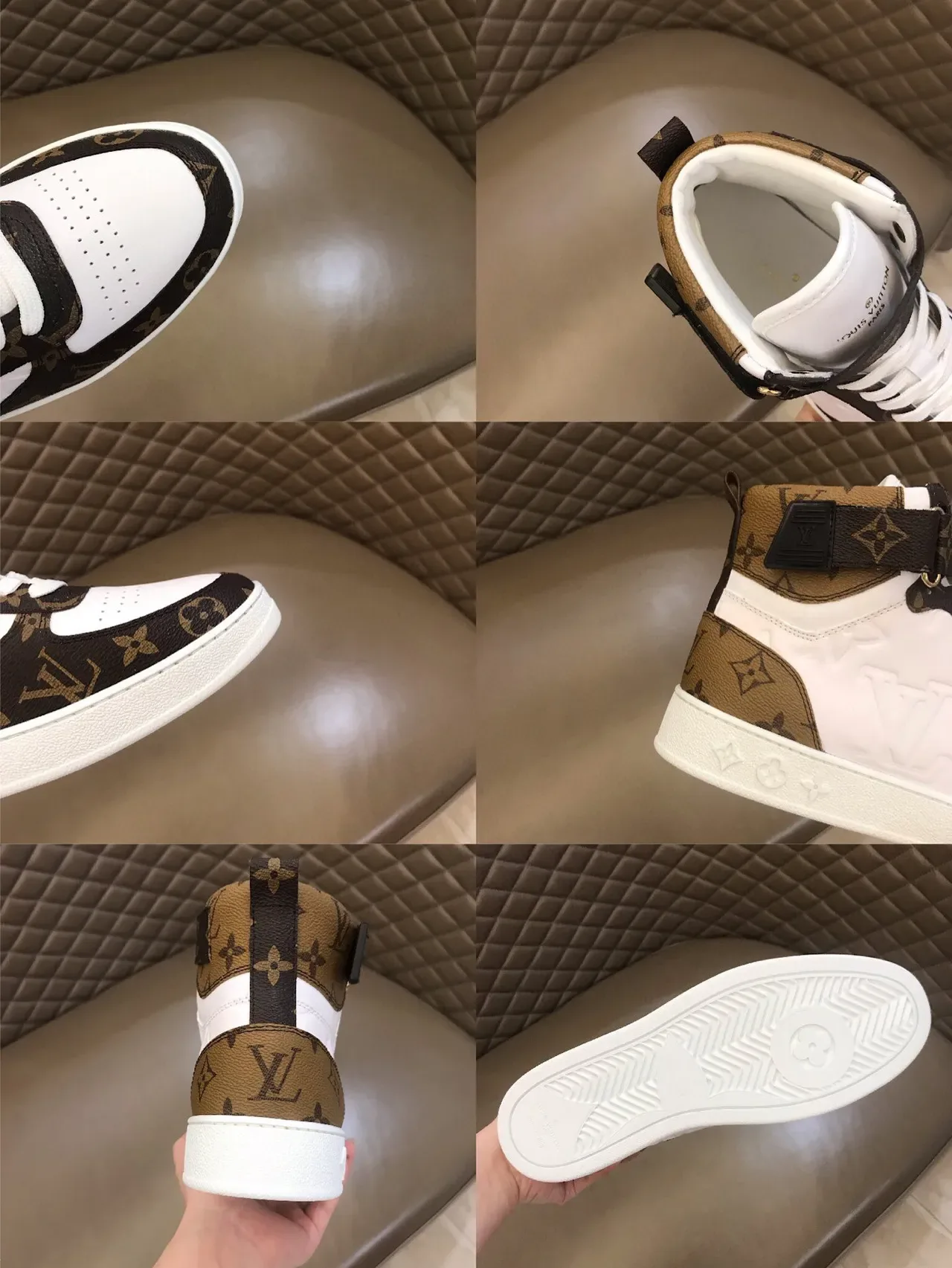Louis Vuitton LV Trainer White Brown High-Top Monogram Canvas Lifestyle Sneakers 3