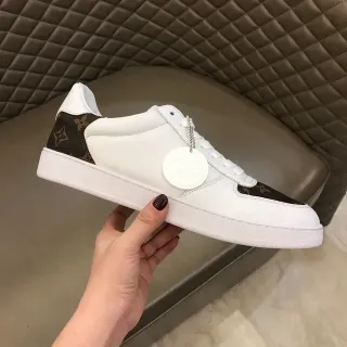 Louis Vuitton LV Trainer Tênis Lifestyle Branco e Marrom Low-Top de Couro e Monogram de Lona