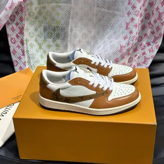 Louis Vuitton LV Trainer Blanco y Marrón Low-Top Perforado en el Dedo del Pie Lifestyle Sneakers