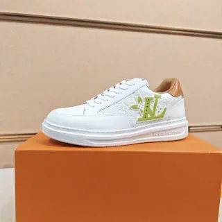 Louis Vuitton LV Trainer Blanco Verde Monogram Cuero Superior Logo Bold Zapatillas Lifestyle