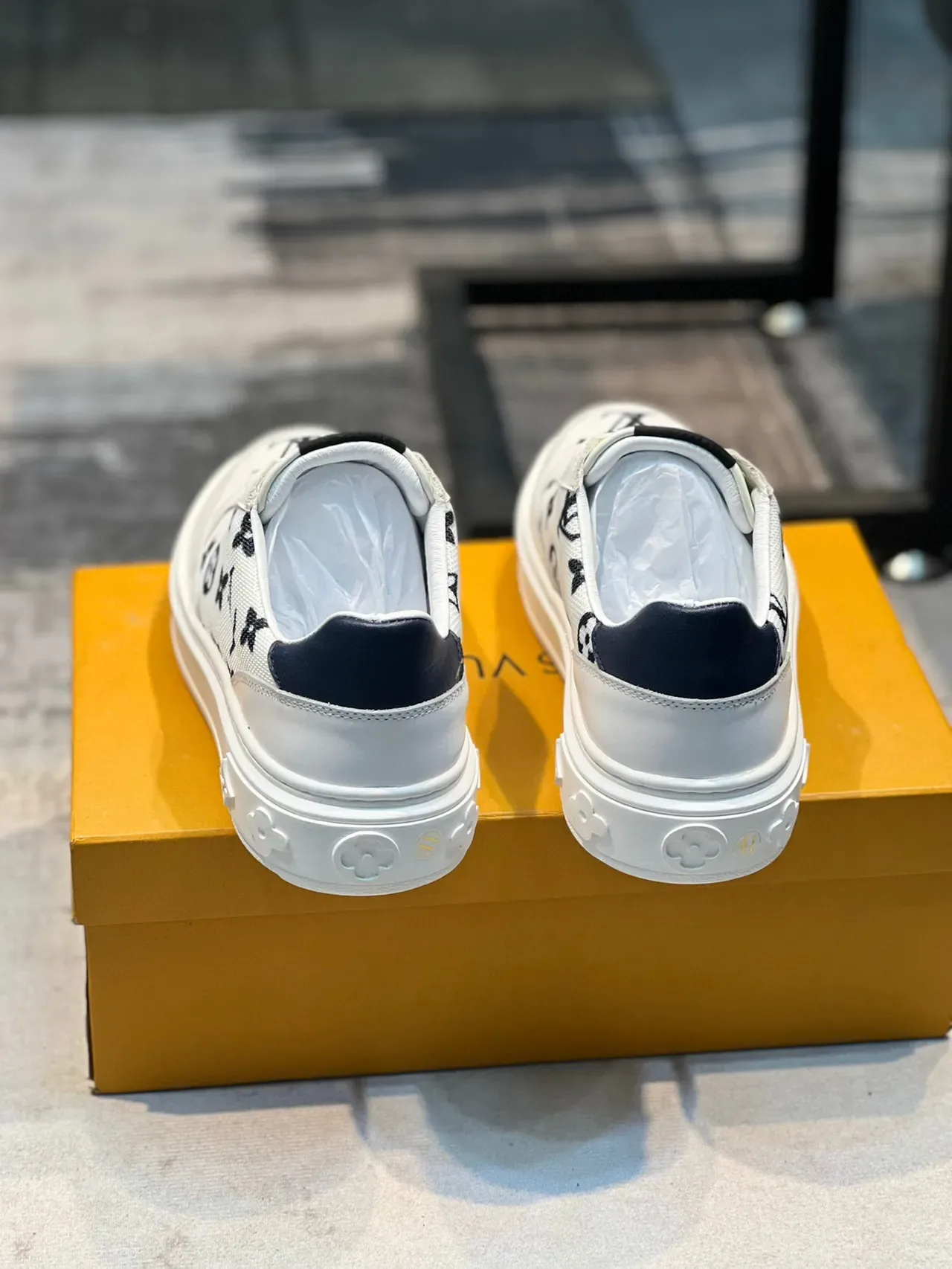 Louis Vuitton LV Trainer White Navy Monogram Canvas Leather Accents Lifestyle Sneakers 2