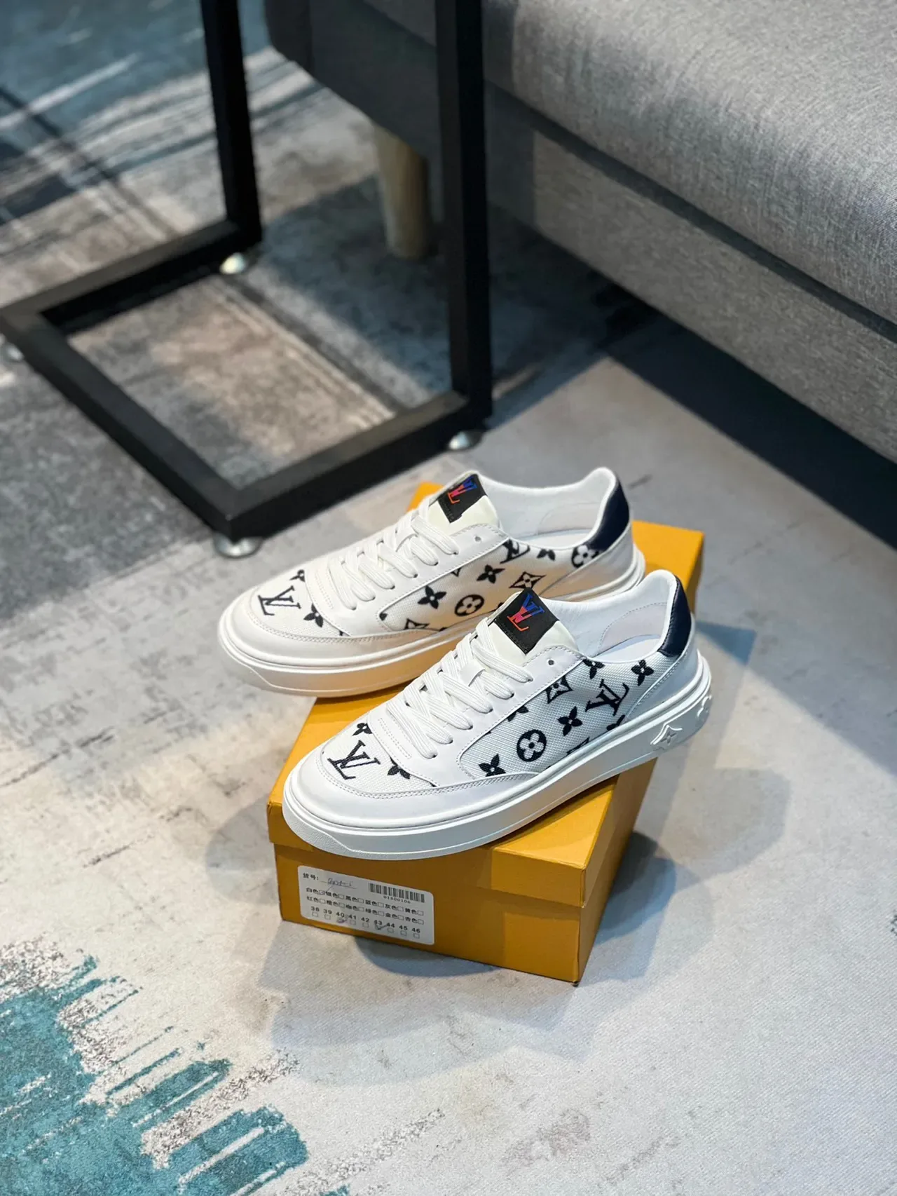 Louis Vuitton LV Trainer White Navy Monogram Canvas Leather Accents Lifestyle Sneakers 7