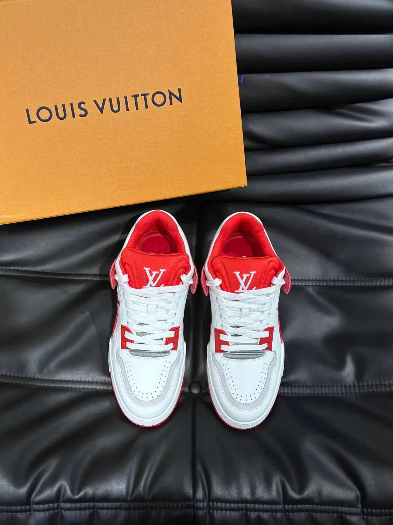 Louis Vuitton LV Trainer White Red Low-Top Monogrammed Lifestyle Sneakers 2