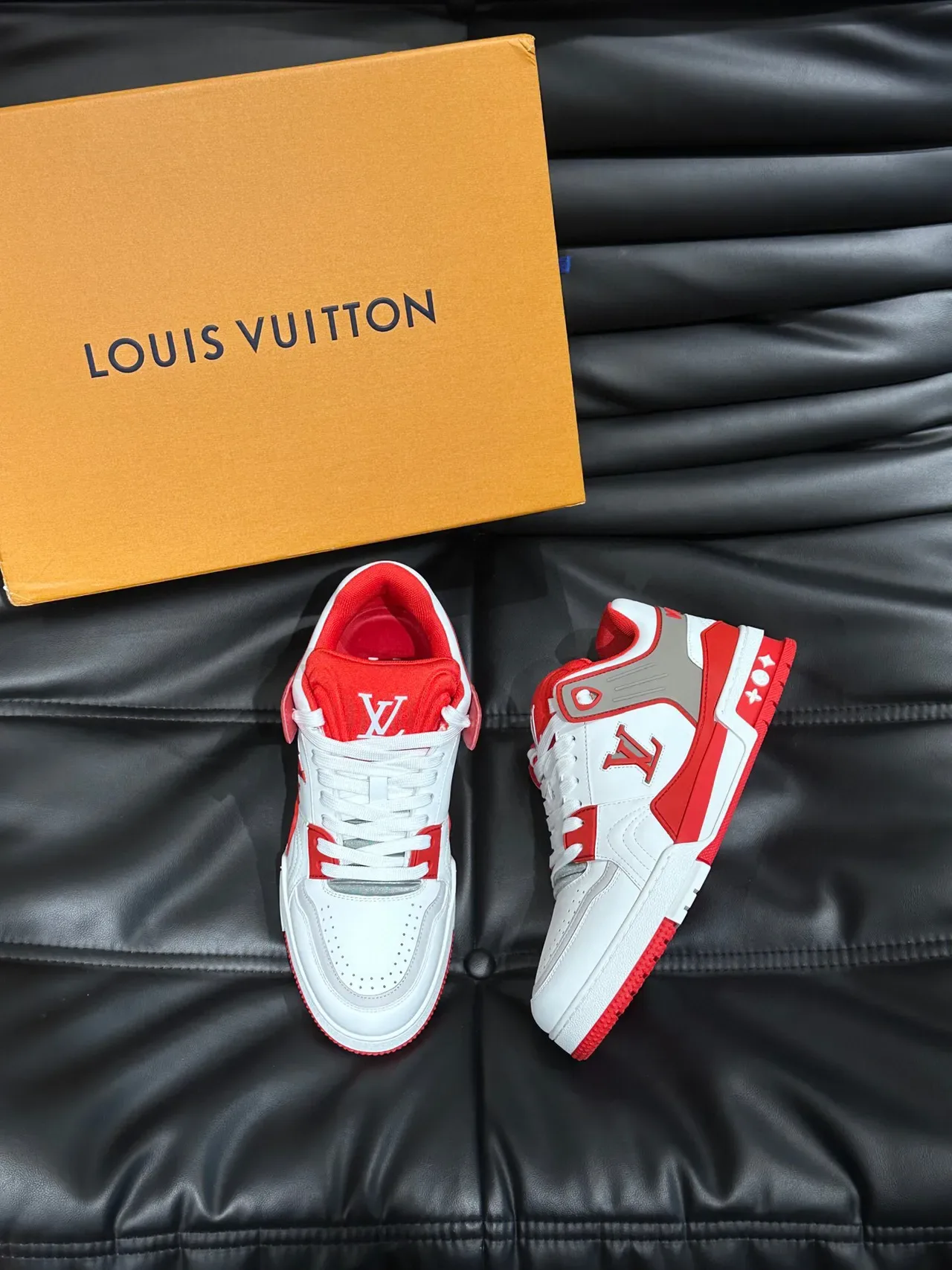 Louis Vuitton LV Trainer White Red Low-Top Monogrammed Lifestyle Sneakers 3