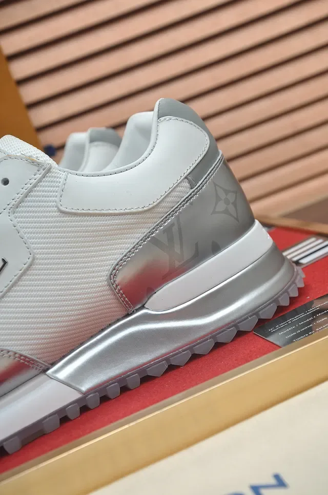 Louis Vuitton LV Trainer White Silver Monogrammed Overlays Mesh And Leather Upper Lifestyle Sneakers 2