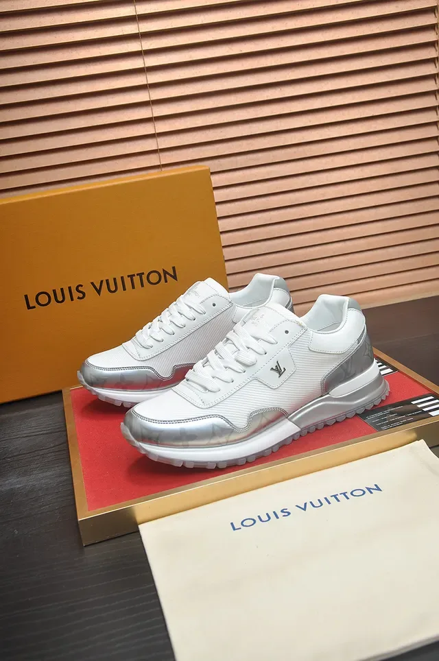 Louis Vuitton LV Trainer White Silver Monogrammed Overlays Mesh And Leather Upper Lifestyle Sneakers 4