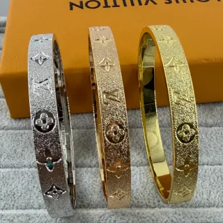Louis Vuitton Monogram نقش سواري ذهب فضة سطح معدني متنقش سواري
