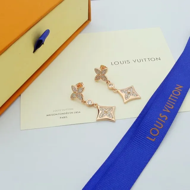 Louis Vuitton Monogram फूल असममित ड्रॉप ईयररिंग्स 3