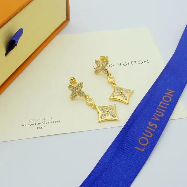 Louis Vuitton Monogram फूल असममित ड्रॉप ईयररिंग्स 5