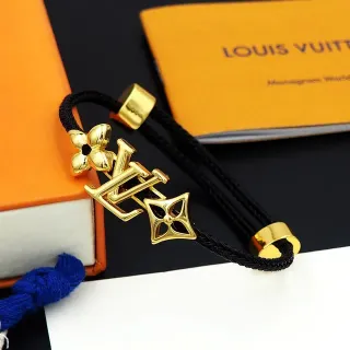 Pulsera Louis Vuitton Monograma Flor Negro y Oro