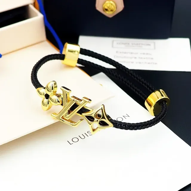 Louis Vuitton Monogram Flower Bracelet Black and Gold Bracelet 2