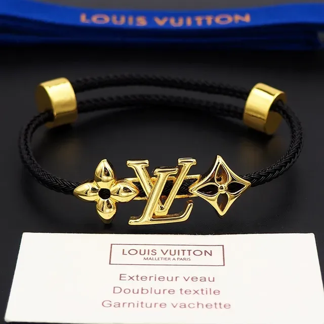 Louis Vuitton Monogram Flower Bracelet Black and Gold Bracelet 8
