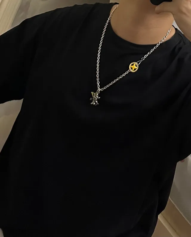 Louis Vuitton Monogram Flower Silver Yellow Curb Chain Enamel Pendant Necklace 7