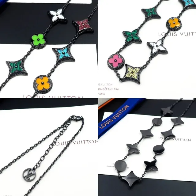 路易威登 Monogram 花朵搪瓷花和星形魅力项链 8