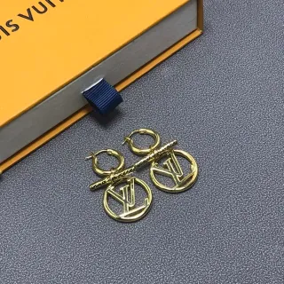 Louis Vuitton Monogram أقراط الحلق الذهبية المعلقة
