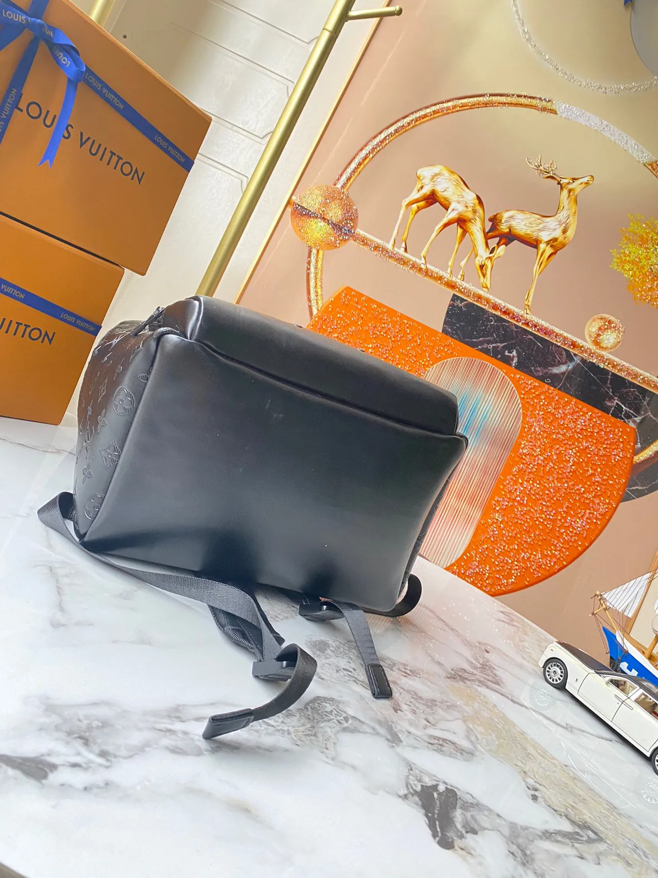 Louis Vuitton Monogram Sac à dos en cuir noir casual 7