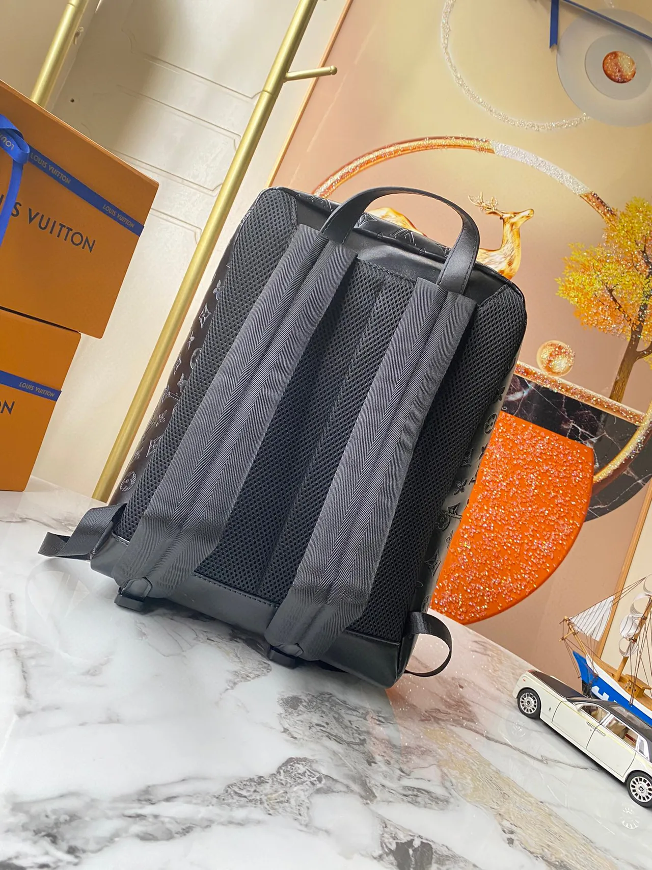 Louis Vuitton Monogram Sac à dos en cuir noir casual 8