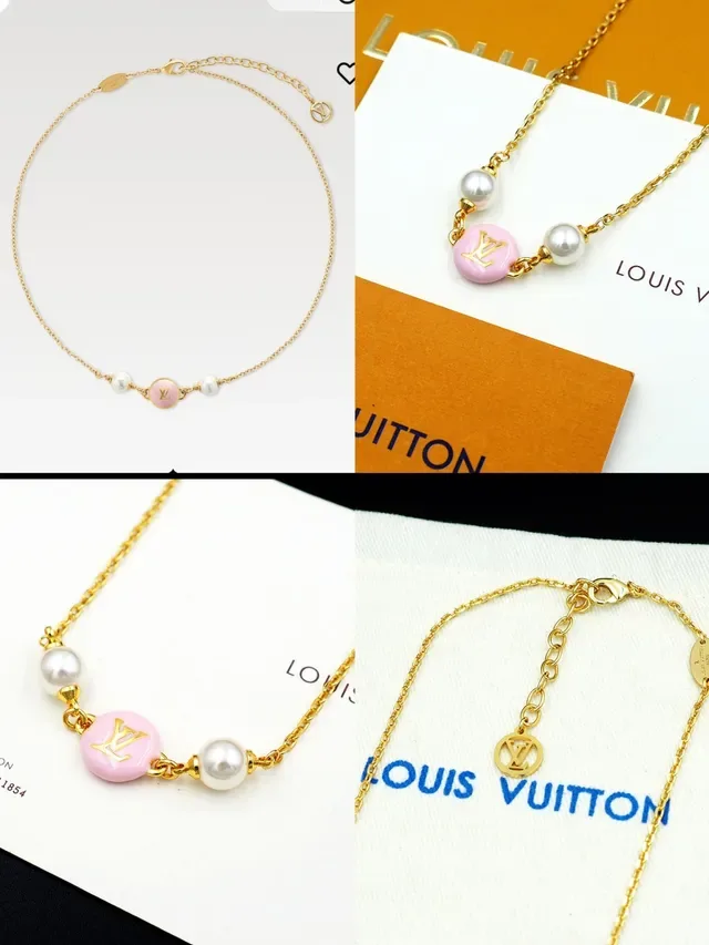 Louis Vuitton Monogram World Tour 粉色珐琅和珍珠项链 9