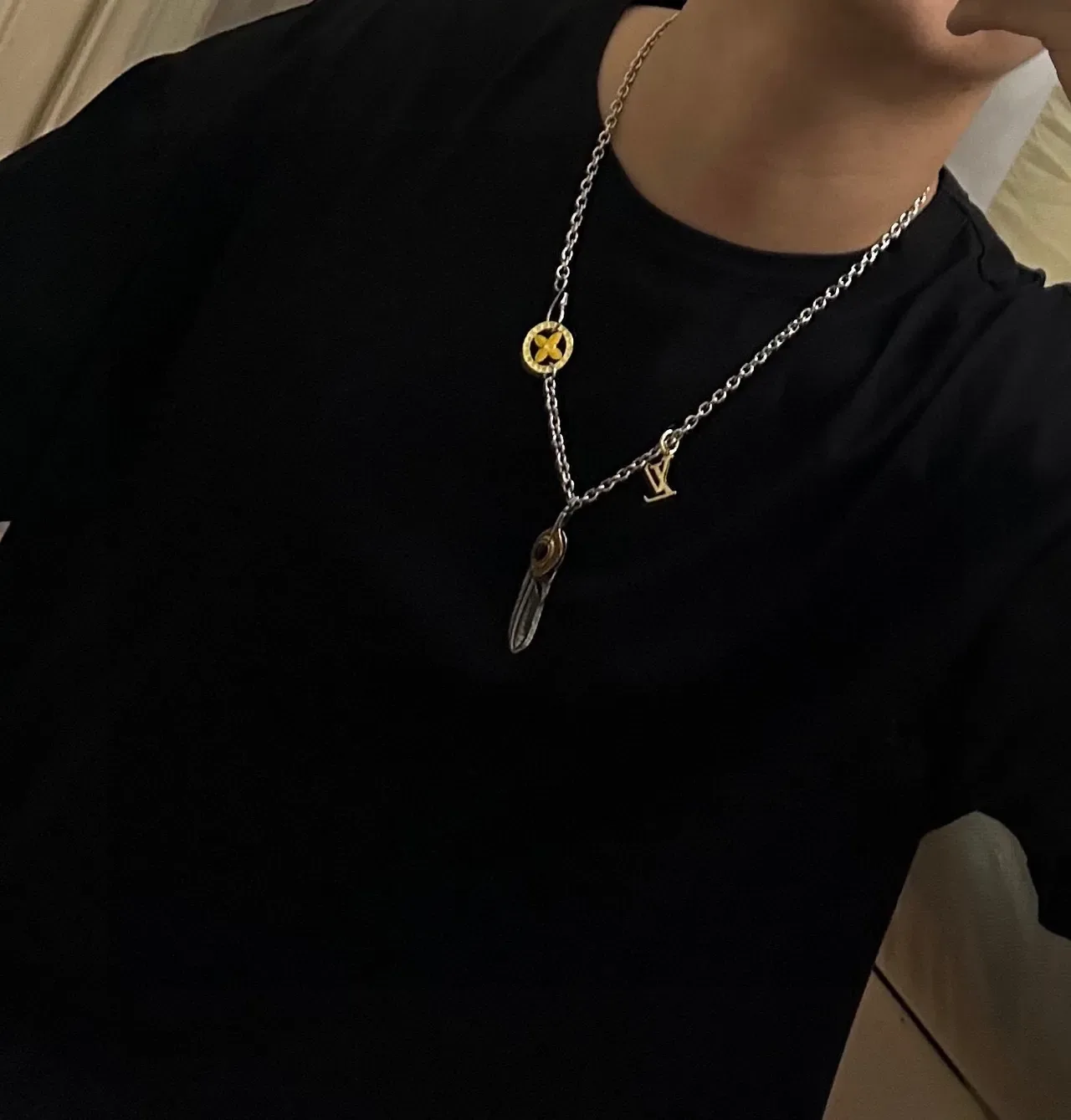 Louis Vuitton Multi-Charm Feather and Flower Pendant Necklace 6