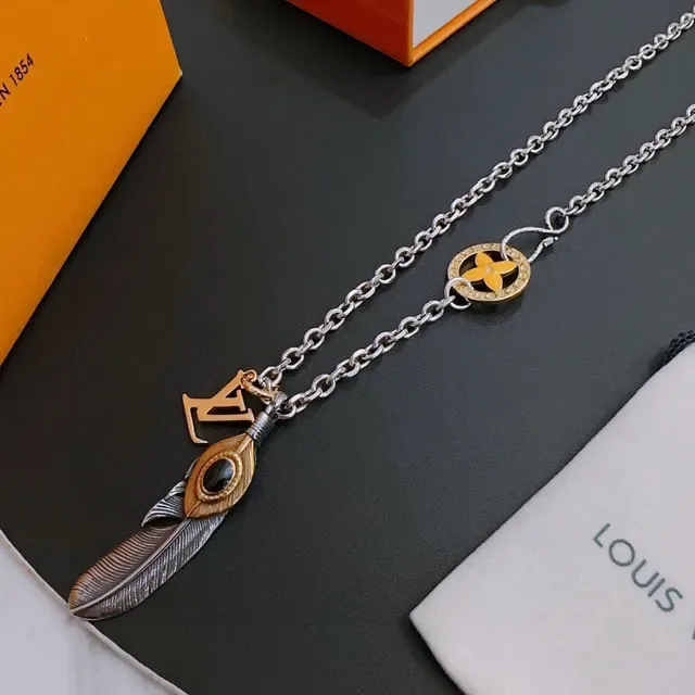 Louis Vuitton Multi-Charm Feather and Flower Pendant Necklace 9