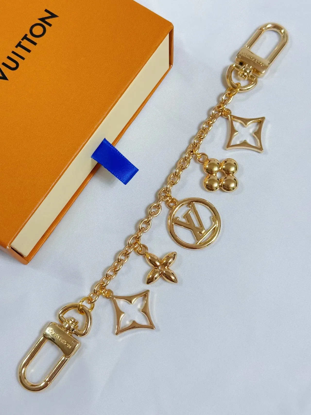 Louis Vuitton Multi Charm Gold-Tone Chain Keychain Bracelet 3