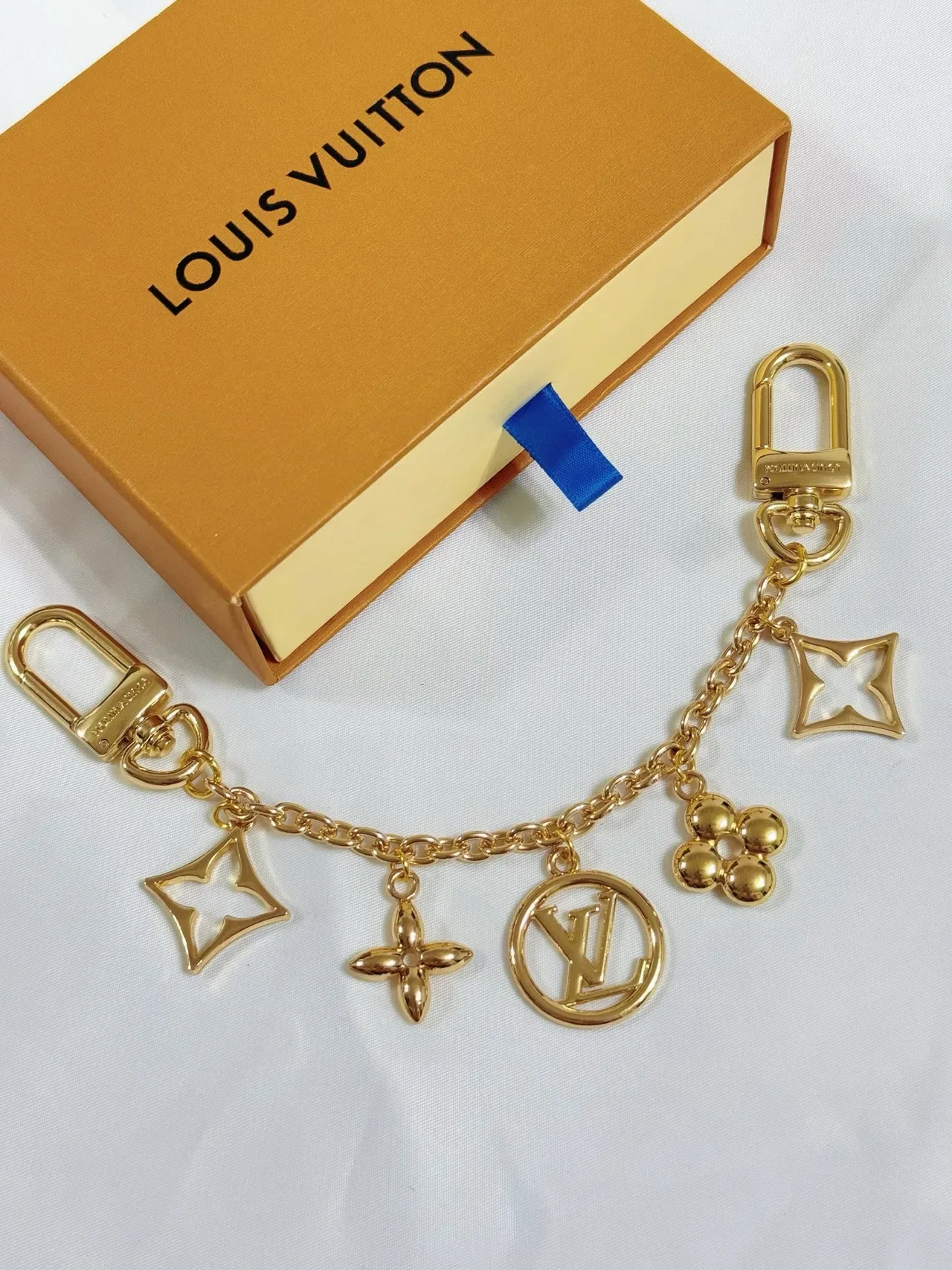 Louis Vuitton Multi Charm Gold-Tone Chain Keychain Bracelet 4