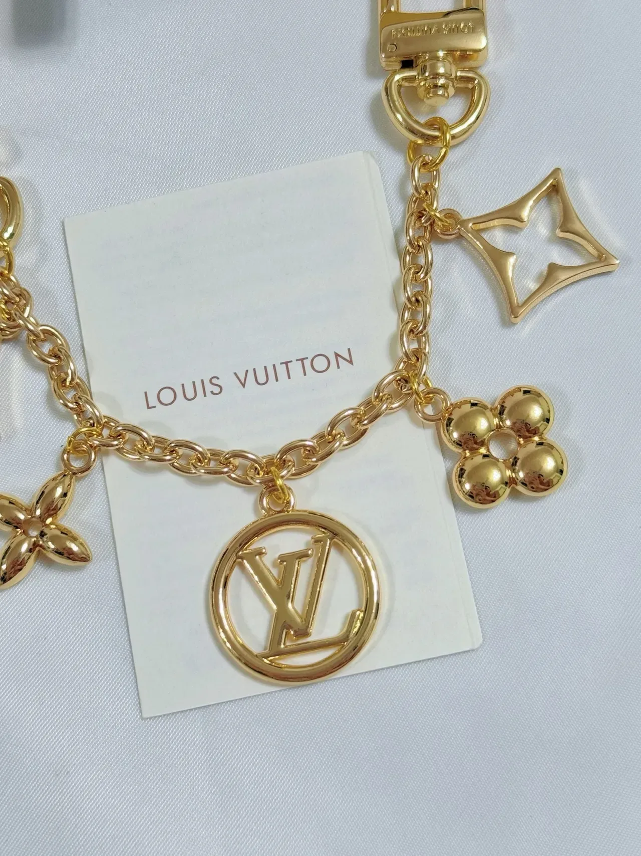Louis Vuitton Multi Charm Gold-Tone Chain Keychain Bracelet 5