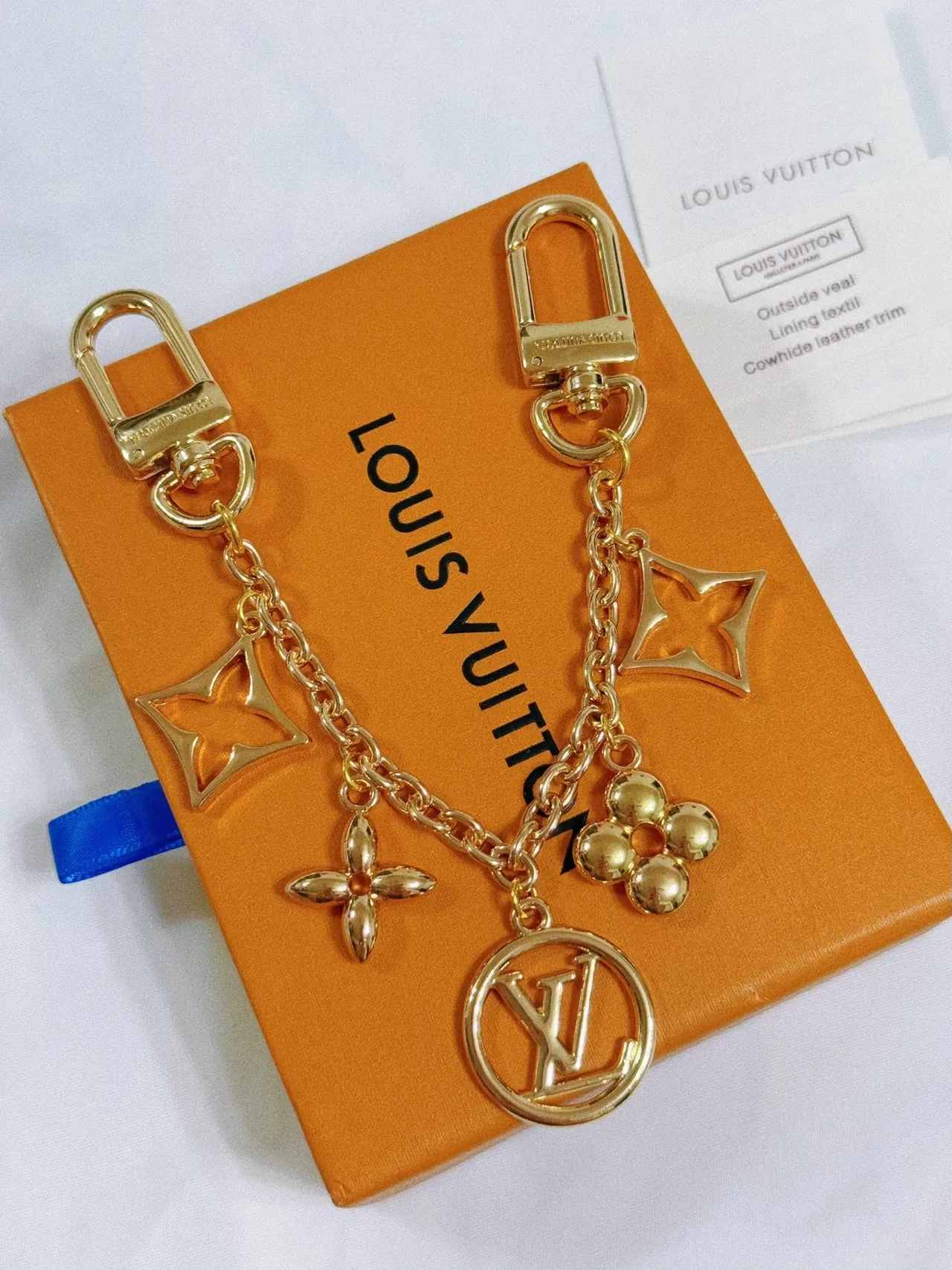 Louis Vuitton Multi Charm Gold-Tone Chain Keychain Bracelet 6