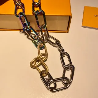 Louis Vuitton Multicolor Gold Oversized Rectangular-Link Iridescent Chain Bag