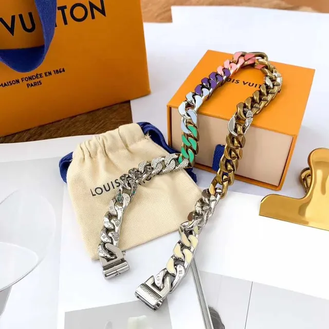Louis Vuitton 多色 搪瓷 花押图案 曲链 项链 8