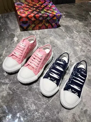 Louis Vuitton Navy White Monogram-Print Canvas Chunky Platform Sole Lifestyle Sneakers 9