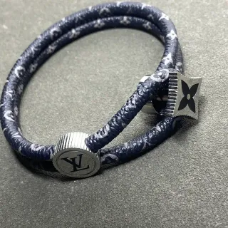 سوار Louis Vuitton أزرق بحري أبيض بناء حبل مزدوج لف
