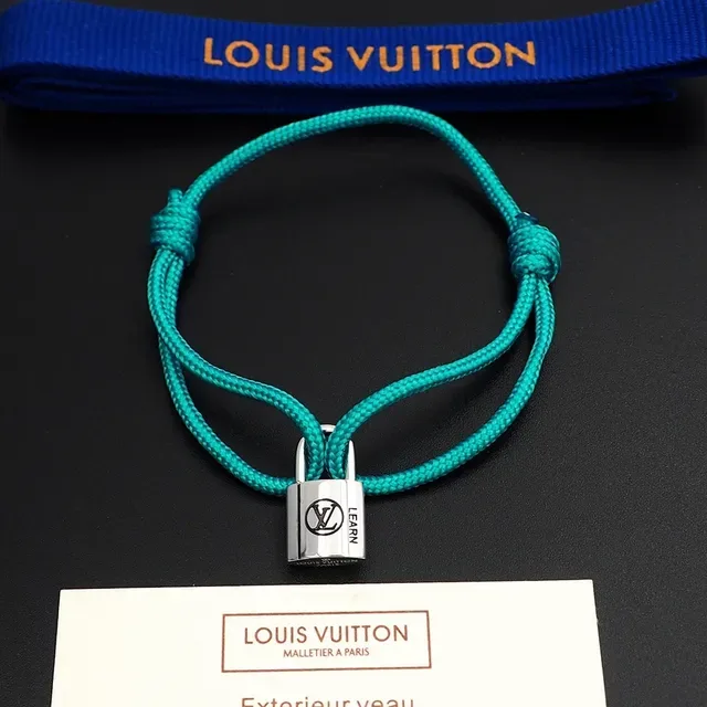 لويس فيتون Padlock Charm Turquoise حبل مضفر سوار 3