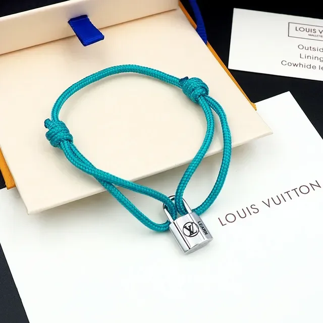 لويس فيتون Padlock Charm Turquoise حبل مضفر سوار 5