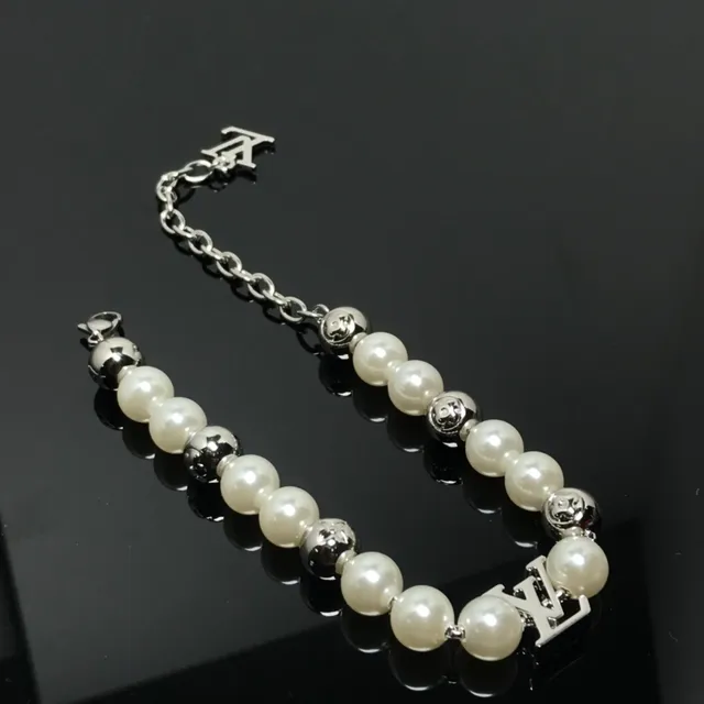 Louis Vuitton Pearl and Silver-Tone Monogram Charm Bracelet 3