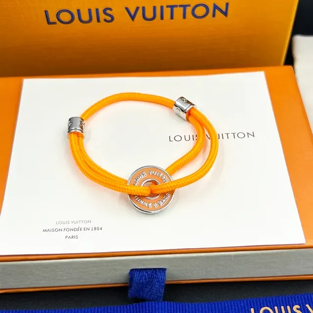 Louis Vuitton Red Silver Braided Cord Double-Wrap Bracelet 5