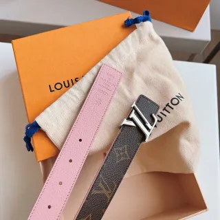 Louis Vuitton 可逆棕粉 Monogram 帆布皮革腰带