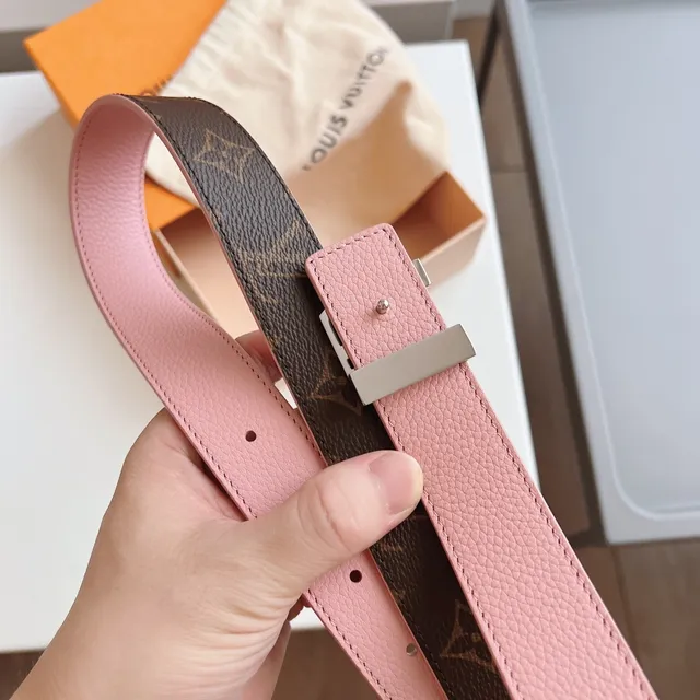 Louis Vuitton ceinture réversible marron rose monogramme toile cuir 2