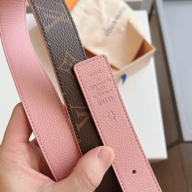Louis Vuitton ceinture réversible marron rose monogramme toile cuir 3