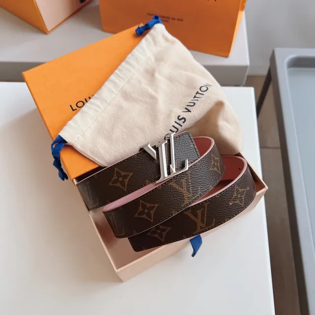 Louis Vuitton ceinture réversible marron rose monogramme toile cuir 4