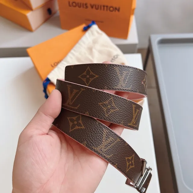 Louis Vuitton ceinture réversible marron rose monogramme toile cuir 6
