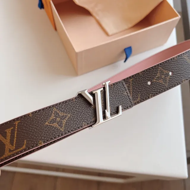 Louis Vuitton ceinture réversible marron rose monogramme toile cuir 7