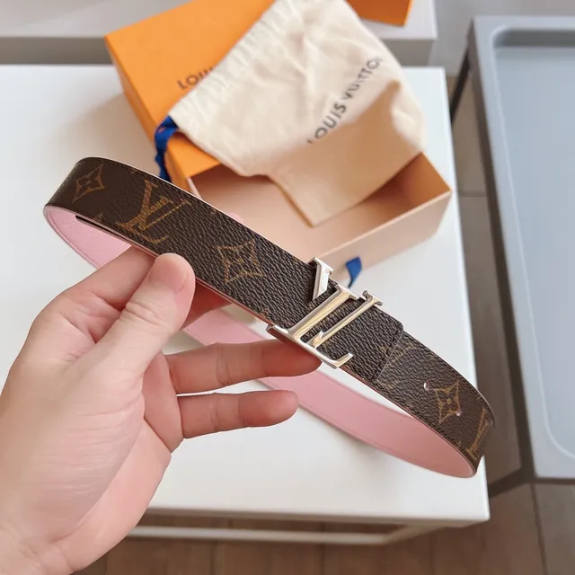 Louis Vuitton ceinture réversible marron rose monogramme toile cuir 8